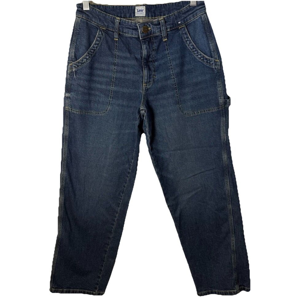 Lee Heritage Slim Straight Carpenter Crop Jeans Blue Cargo UtilityWomens 8